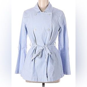 Pinstriped Belted Trench Coat